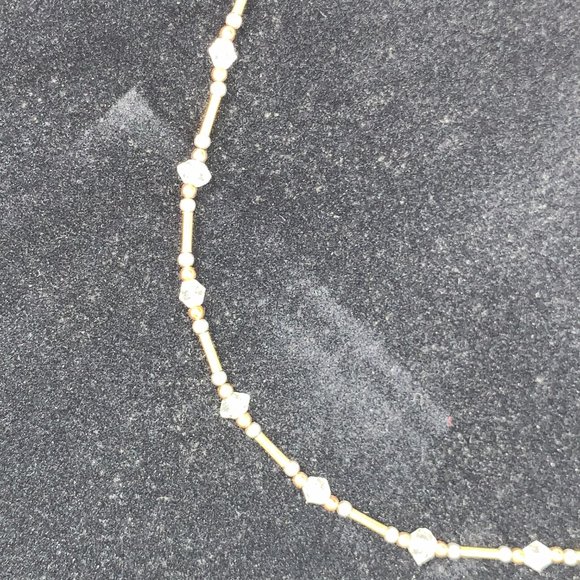 15 Inch Clear and Gold Handmade Beaded Necklace - Picture 3 of 8